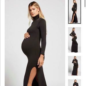 UNWORN WITH TAGS- black long sleeve dress with slit. maternity & non-maternity